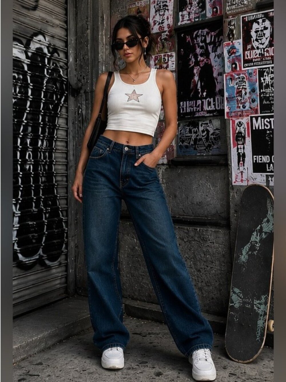 Hollister High Rise Baggy Jeans W26 Dark Wash Wide Leg Y2K Skater Streetwear NWT